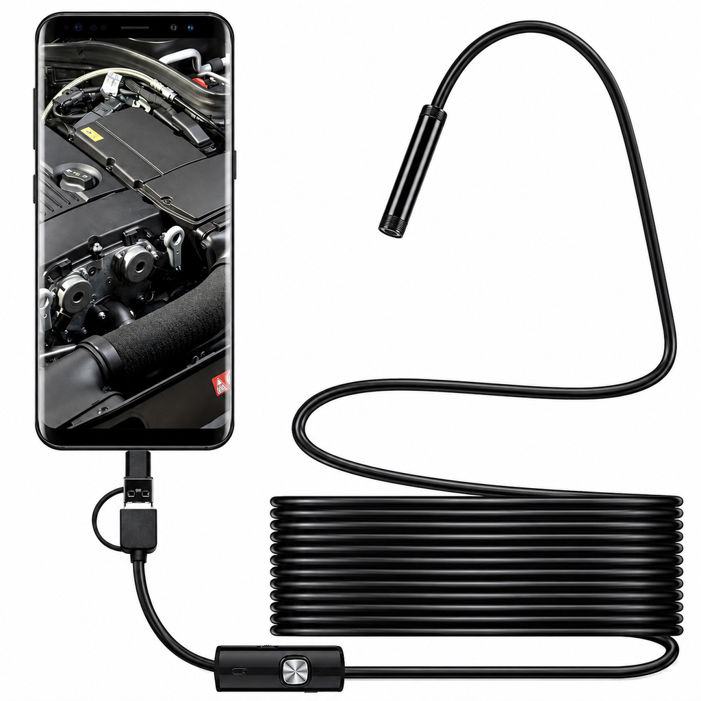 Mini Caméra Endoscope Borescope 1080P Étanche avec Câble Rigide