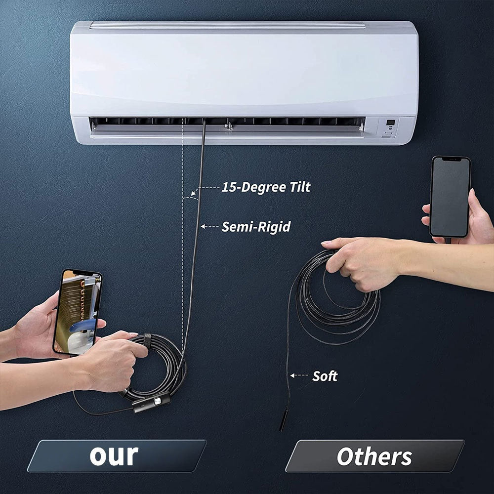 Mini Caméra Endoscope Borescope 1080P Étanche avec Câble Rigide