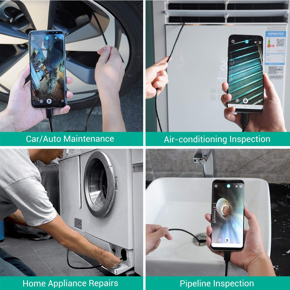 Mini Caméra Endoscope Borescope 1080P Étanche avec Câble Rigide