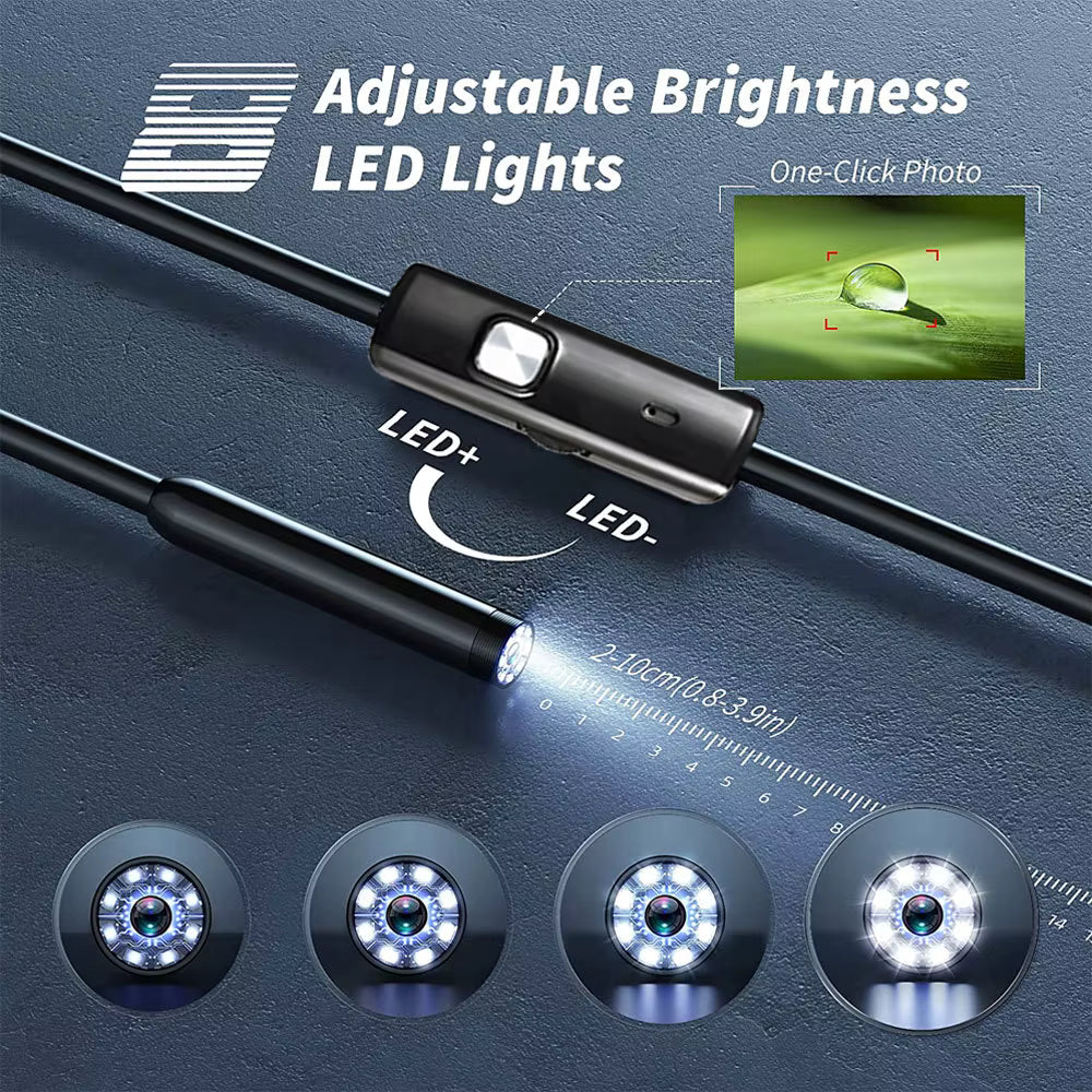 Mini Caméra Endoscope Borescope 1080P Étanche avec Câble Rigide